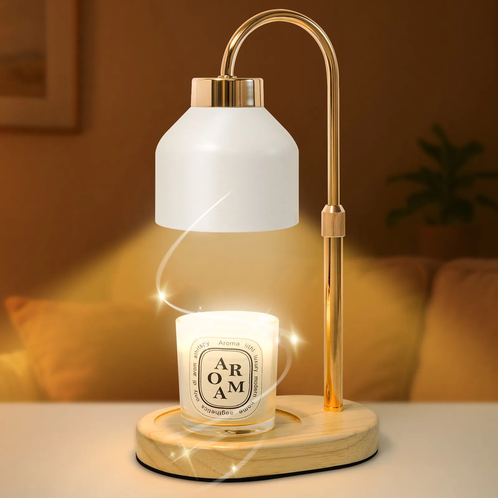 Electric Candle Warmer Lamp with Timer Dimmable, Adjustable Height Candle Lamp Warmer - Gifts for Christmas Home Decor,White