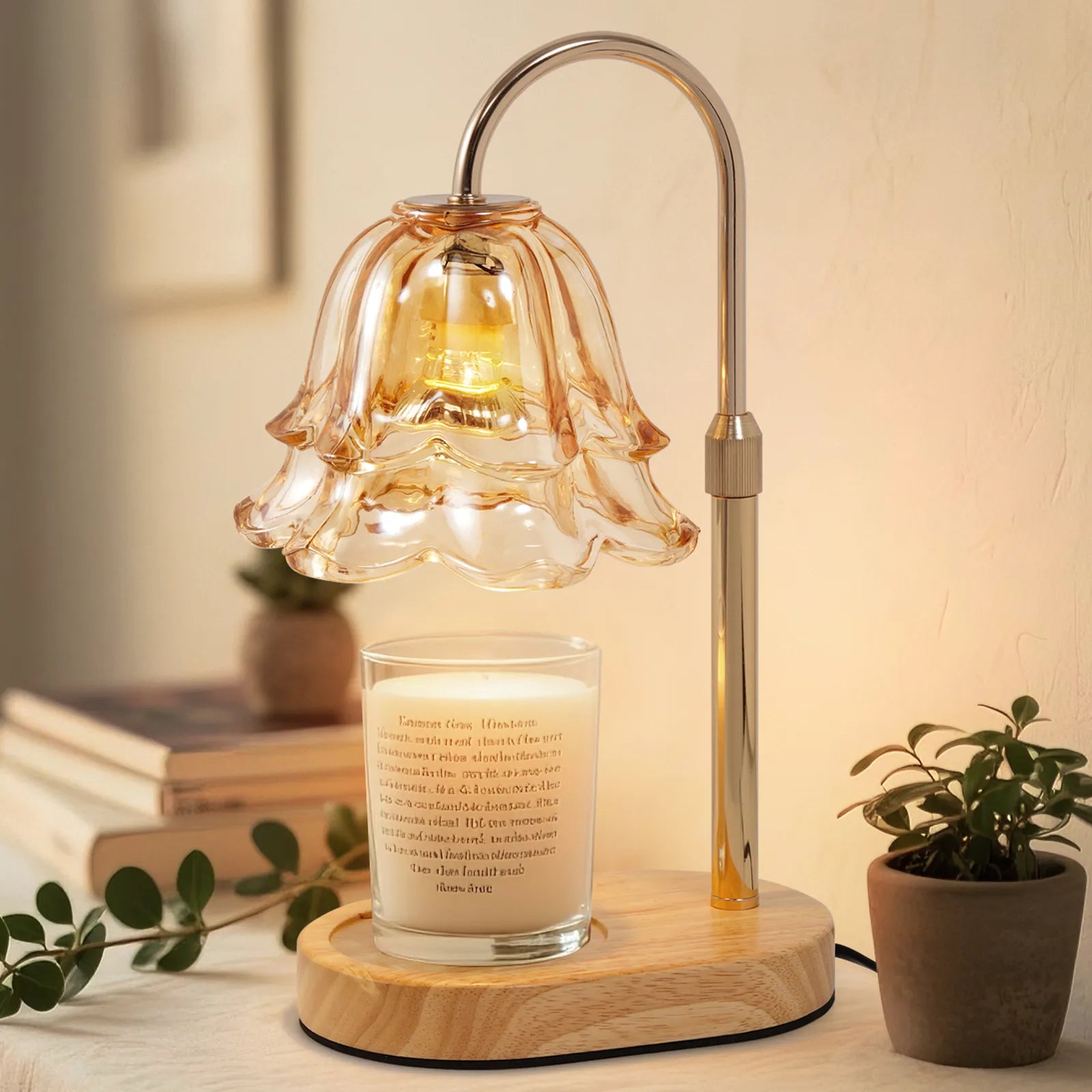 Yoobure Flower Candle Warmer Lamp with Timer and Dimmer, Electric Candle Warming Lamps, Adjustable Wax Melter Wamers Light for Jar Candles, Women Gift