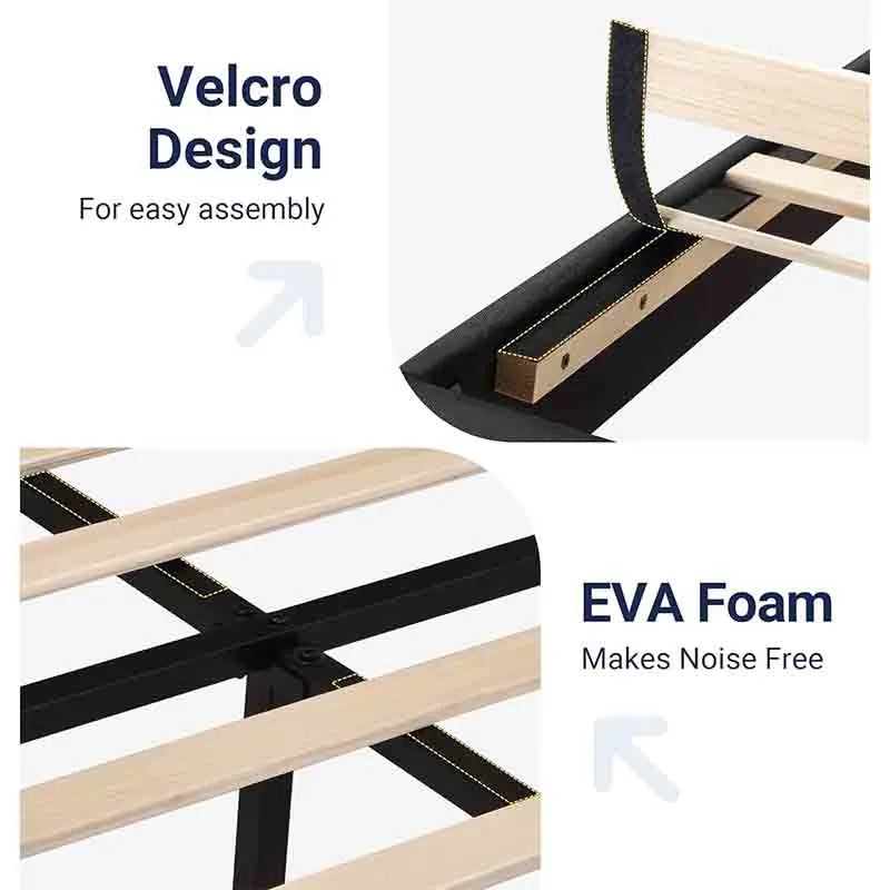 Yoobure Queen Size Bed Frame with Fabric Upholstered Headboard