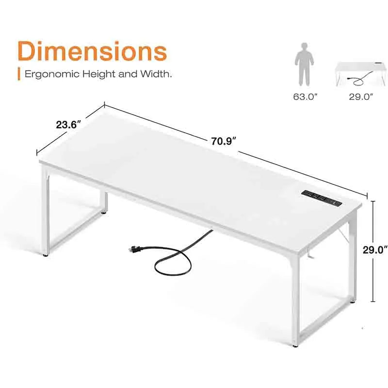 Yoobure 71 Inch Computer Desk with USB Ports