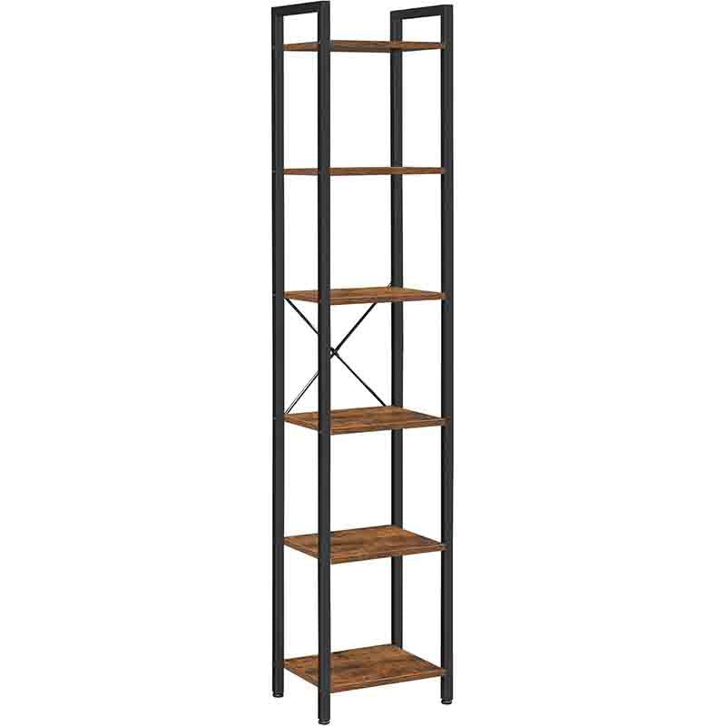 6-Tier Tall Bookshelf with Steel Frame