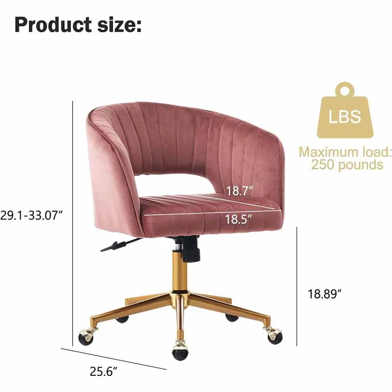 Yoobure Velvet Office Desk Chair, Pink