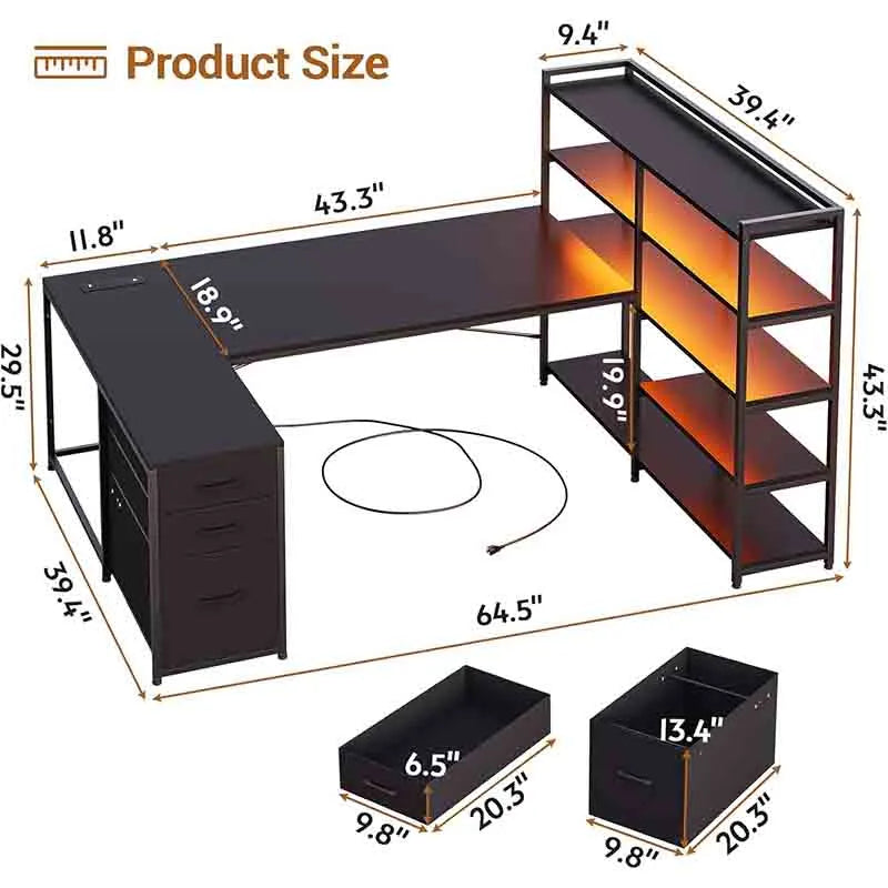 Yoobure Gaming Desk Reversible U Shaped Computer Desk