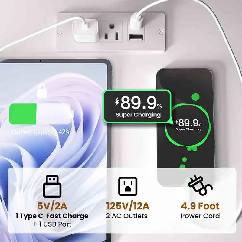 Yoobure End Table with Storage and Fast Charging Station