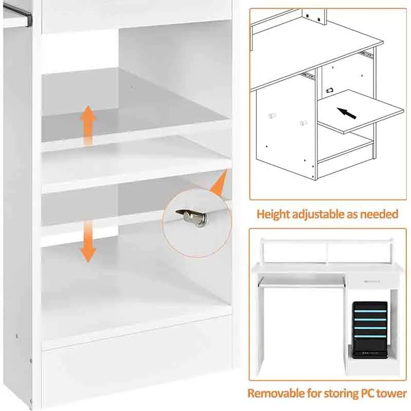 Yoobure Wood Computer Desk with Keyboard Tray and Drawers