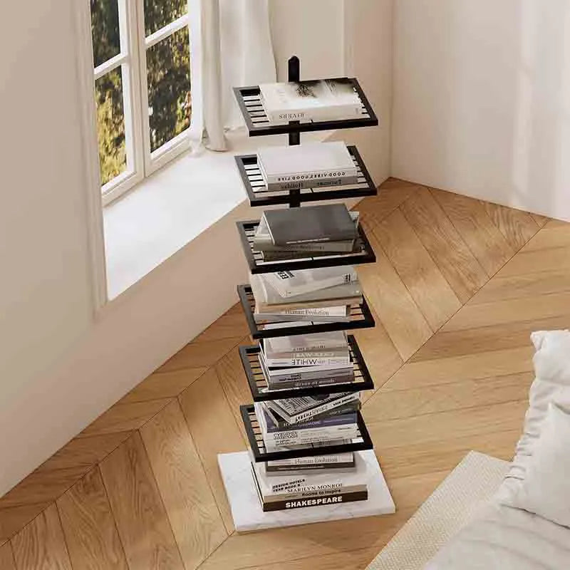 Yoobure 6-Tier Vertical Bookshelf with Marble Base