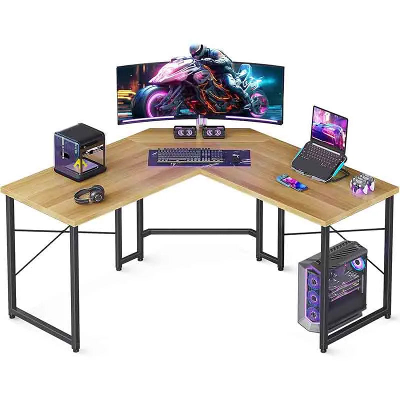 Corner Desk Gaming Table for Home Office, Sandalwood