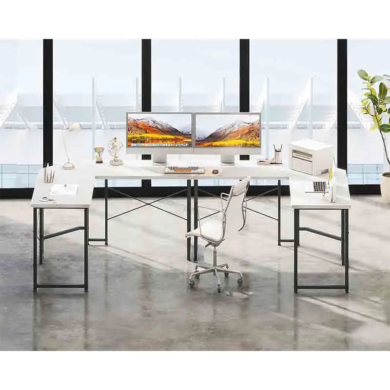 Yoobure Corner Desk Gaming Table for Home Office, White & Black