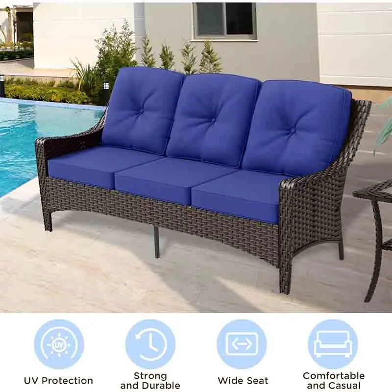 Yoobure 3 Seater Outdoor Wicker Patio Sofa