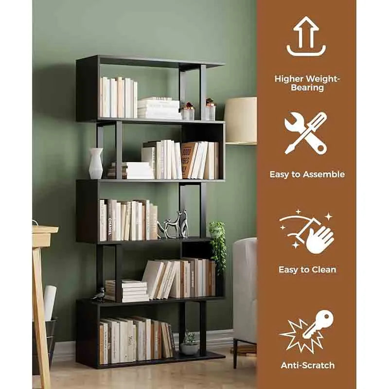 Yoobure 5-Tier Geometric Bookcase