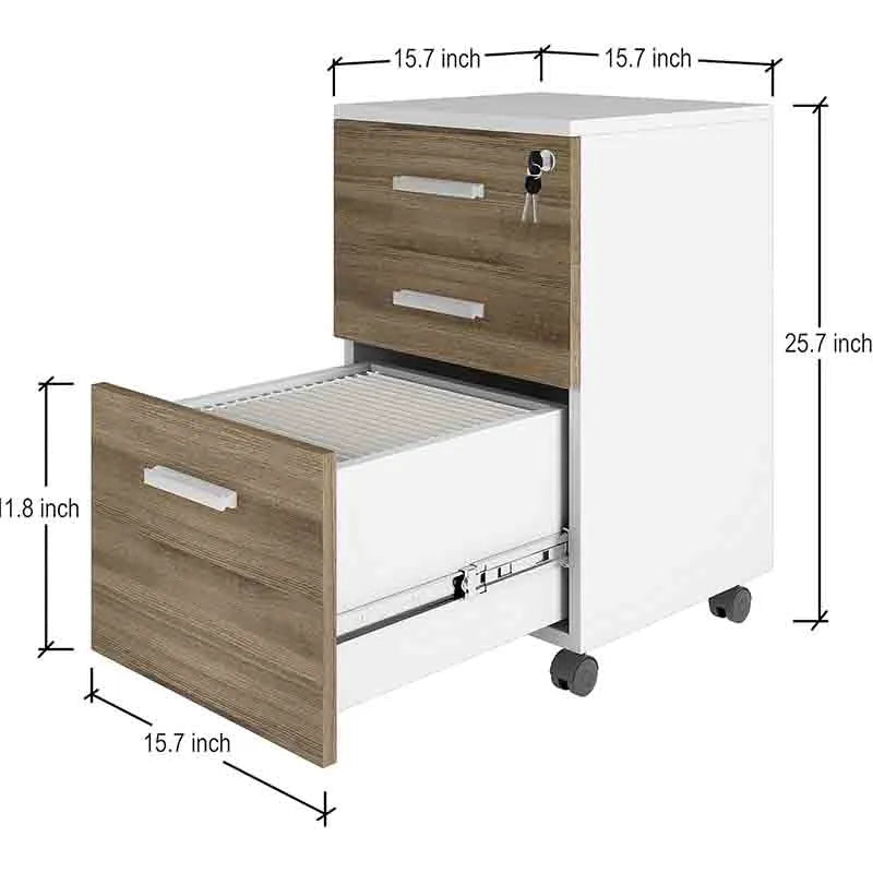 Yoobure 3-Drawer Wood File Cabinet with Lock