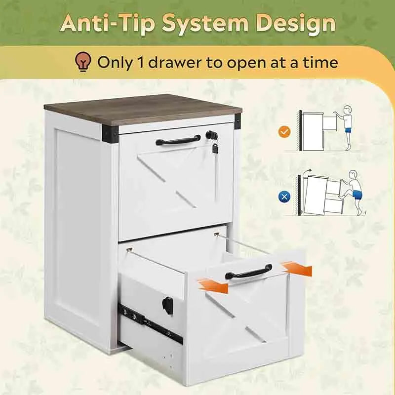 Yoobure 2 Drawer File Cabinet Wood Farmhouse Filing Cabinet