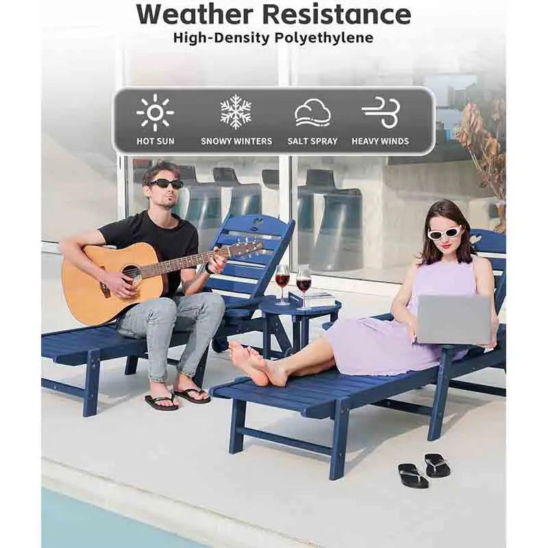 Yoobure Chaise Lounge Chair Outdoor with Wheels & Cupholder
