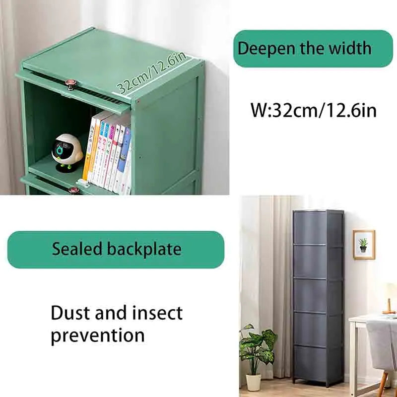 Yoobure Bookcase with Clear Doors 4-Tier Tall Bookshelf