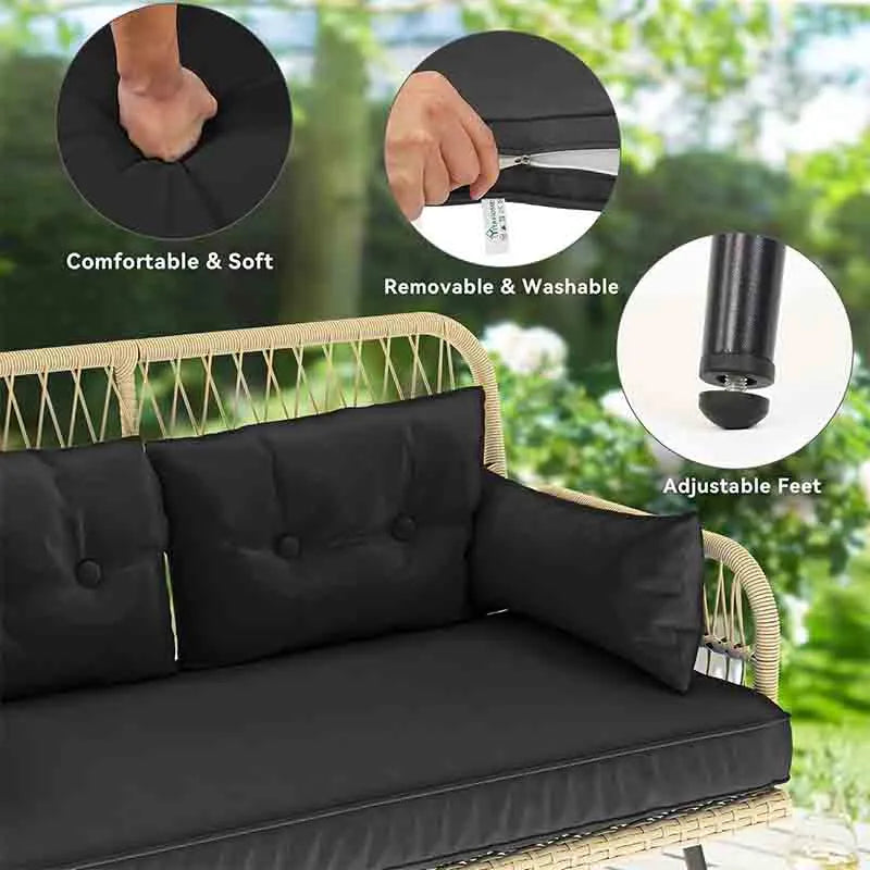 Yoobure 2-Piece Patio Furniture Wicker Outdoor Loveseat