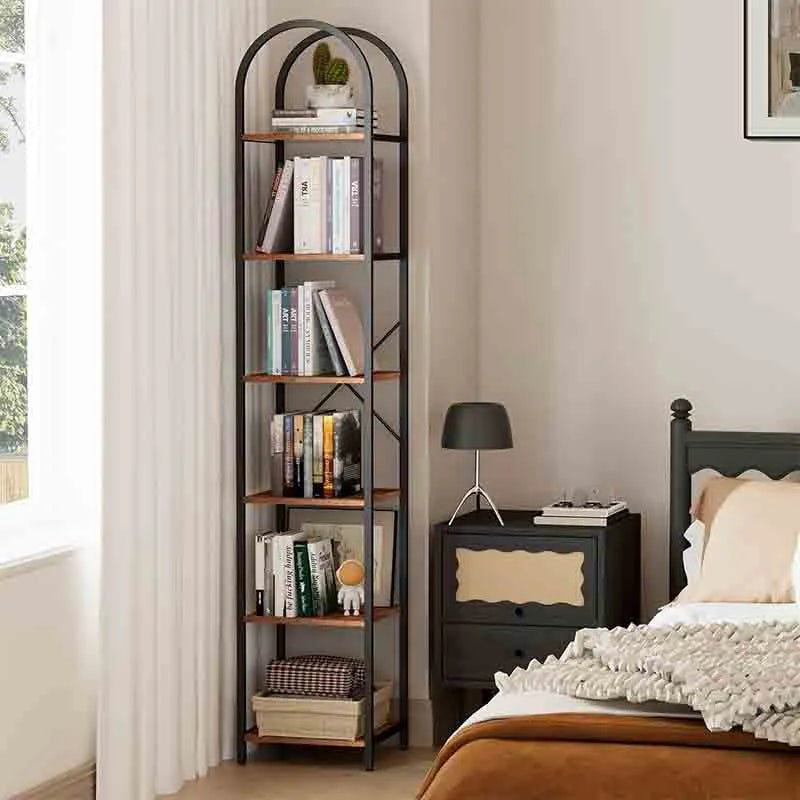 Yoobure 6-Tier Narrow Bookshelf Arched Display Rack