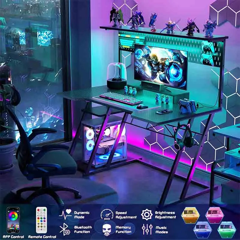 Yoobure Gaming Computer Desk with Shelves and Outlets