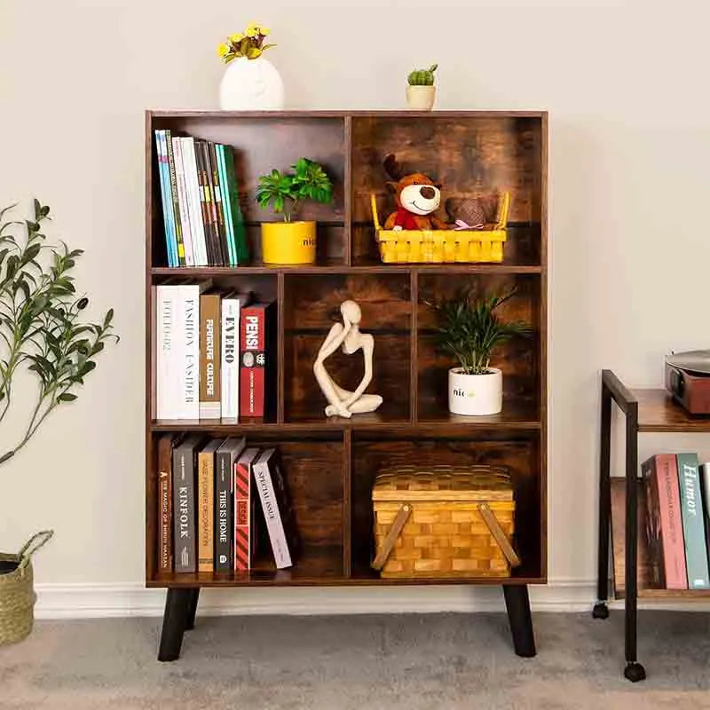 Yoobure Cube Bookshelf 3 Tier Mid-Century Modern Bookcase