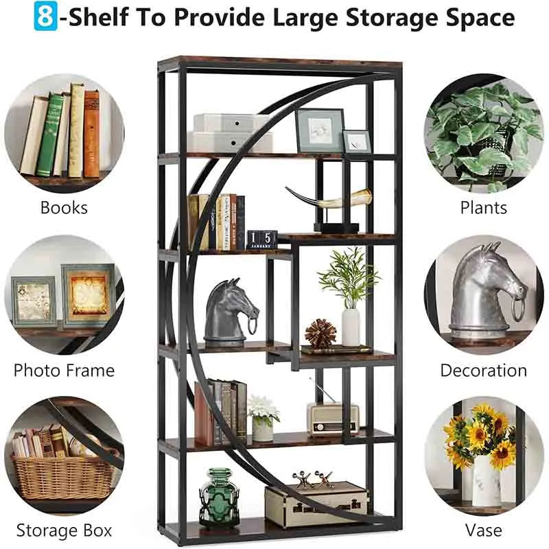 Yoobure Bookshelf Industrial 5 Tier Bookcase Tall Bookshelf