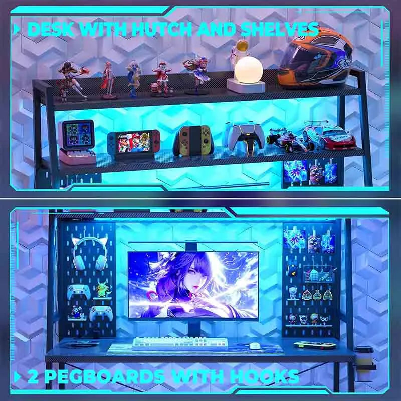 Yoobure PC Gaming Desk with Pegboards for Small Spaces