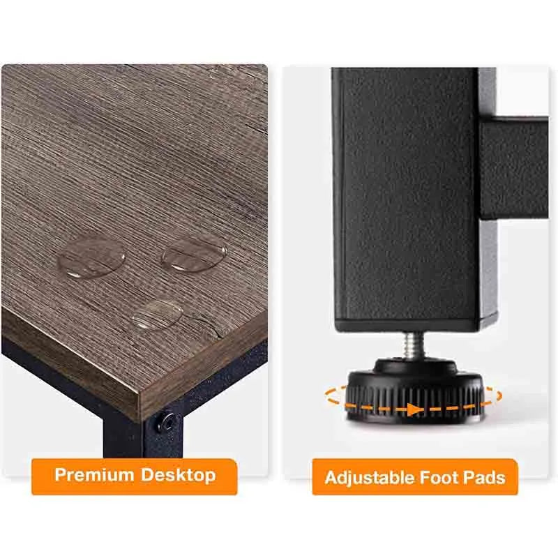 Yoobure Corner Desk Gaming Table for Home Office, Grey Oak