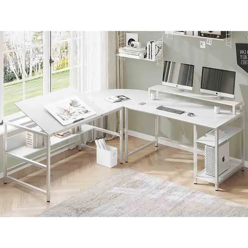 Yoobure 68.9 inches Corner Computer Desk with Monitor Stand Riser