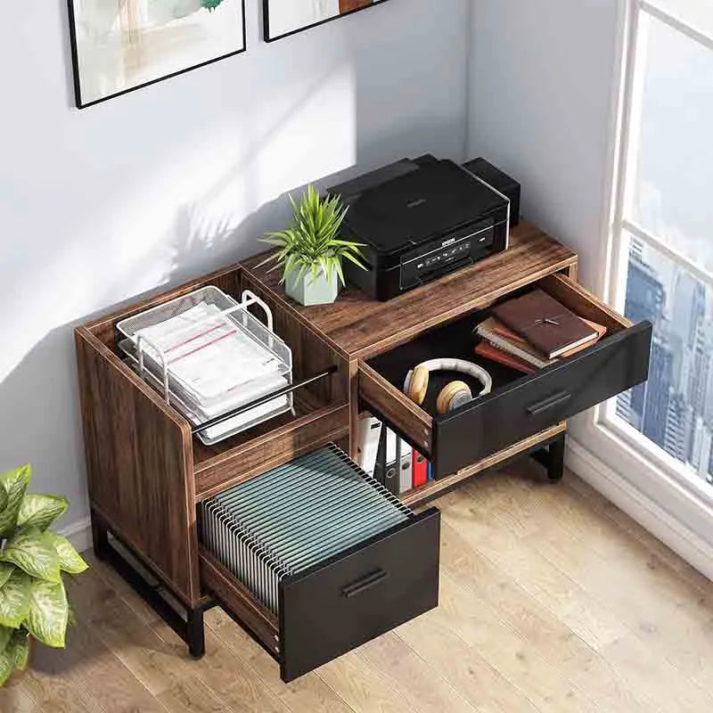 Yoobure Rustic Brown 39 inch File Cabinet with 2 Drawers