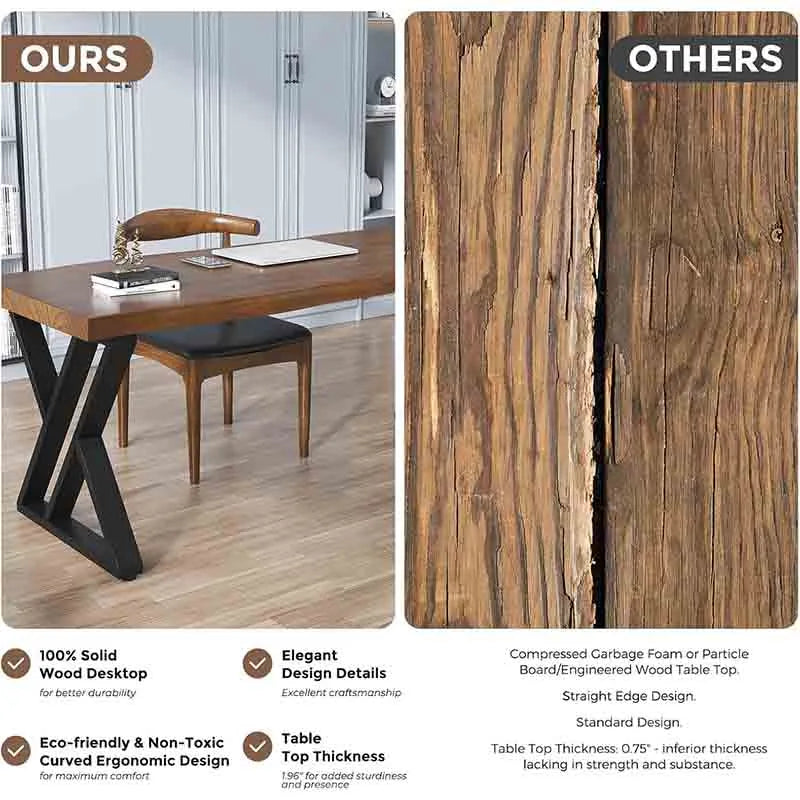 Yoobure Solid Wood Computer Desk 55-inch Large Office Desk