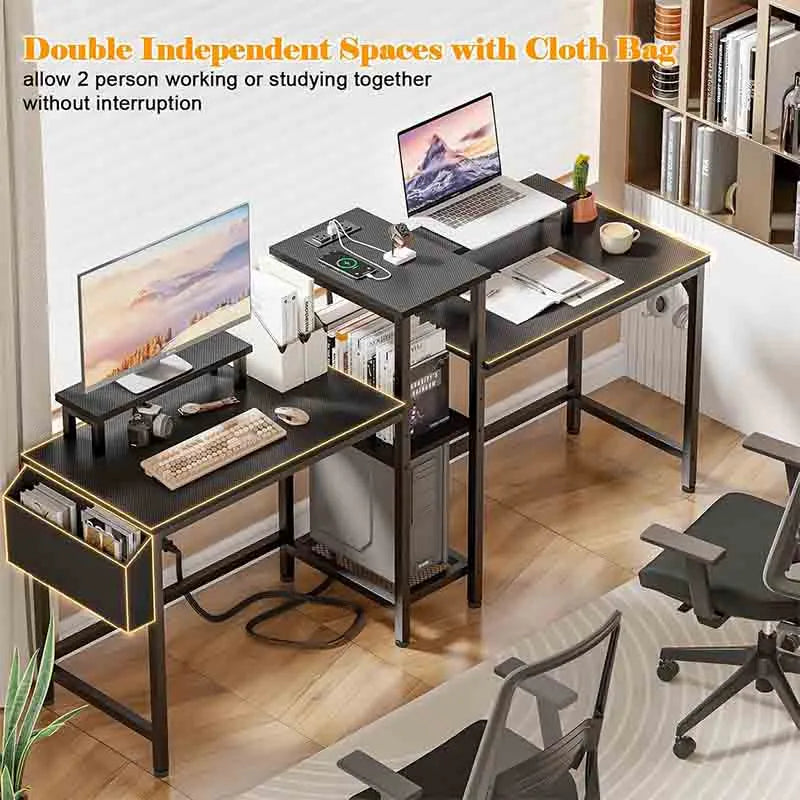 Yoobure 2 Person Gaming Desk with LED Lights Computer Desk