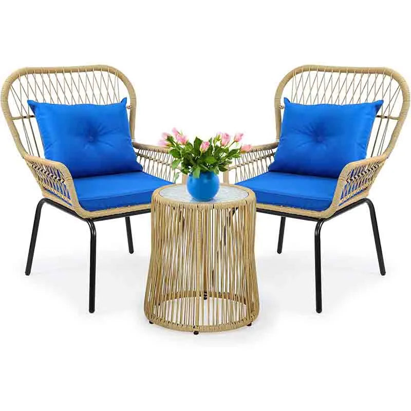 3-Piece Outdoor Patio Furniture Wicker Bistro Set