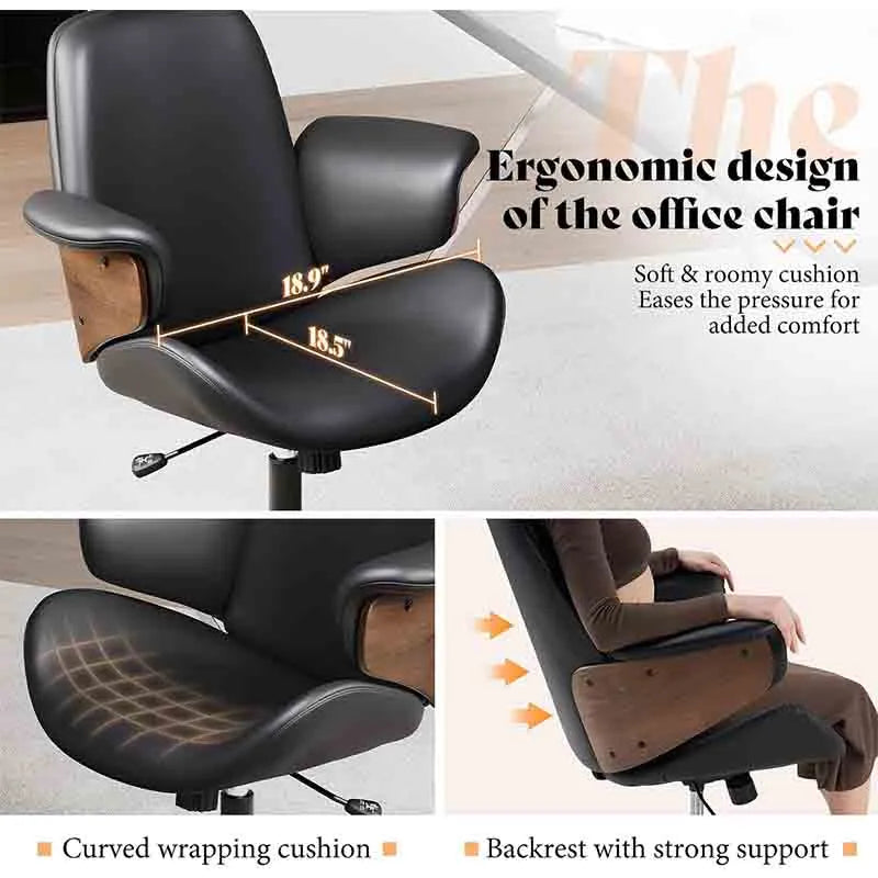 Yoobure Home Office Chair with Wheels and Bentwood Arms