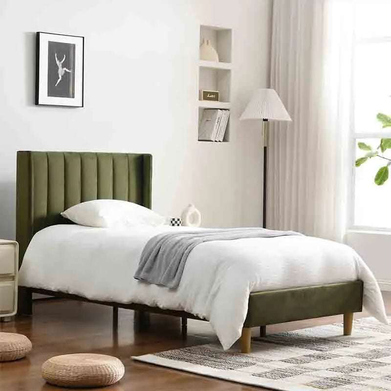 Yoobure Twin Bed Frame Modern Double-Wing Design headboard