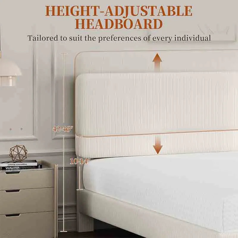 Yoobure Queen Bed Frames with Adjustable Headboard