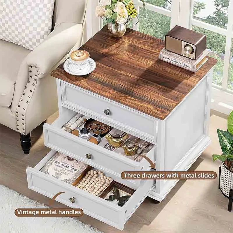 Yoobure 24" Wide Farmhouse Night Stand,Large End Table