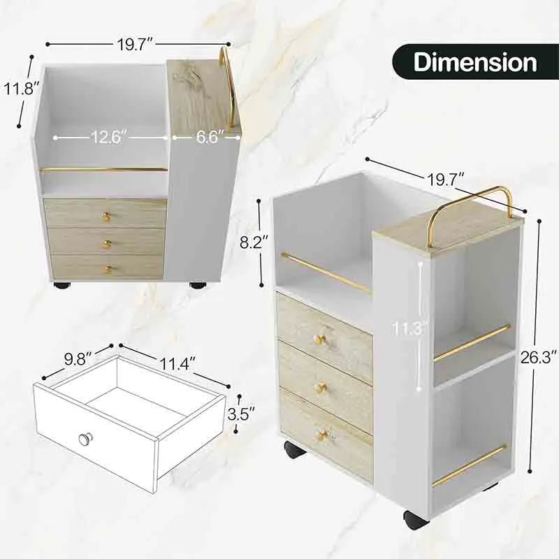 Yoobure Mobile File Cabinet with 3 Drawers