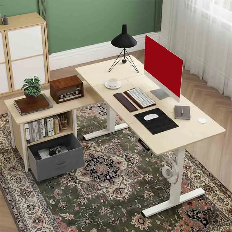 Yoobure L Shaped Standing Desk with 2-Drawer File Cabinet
