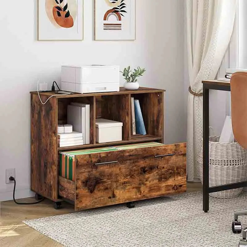 Yoobure Wooden File Cabinet Printer Stand with Open Shelf
