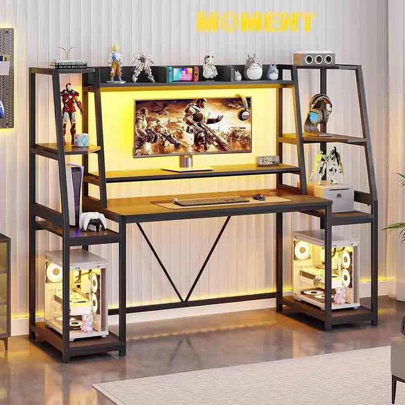 Yoobure Gaming Desk with LED Lights and Hutch