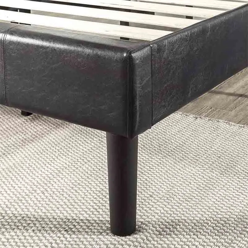 Yoobure Leather Upholstered Platform Bed Frame, Wood Slat