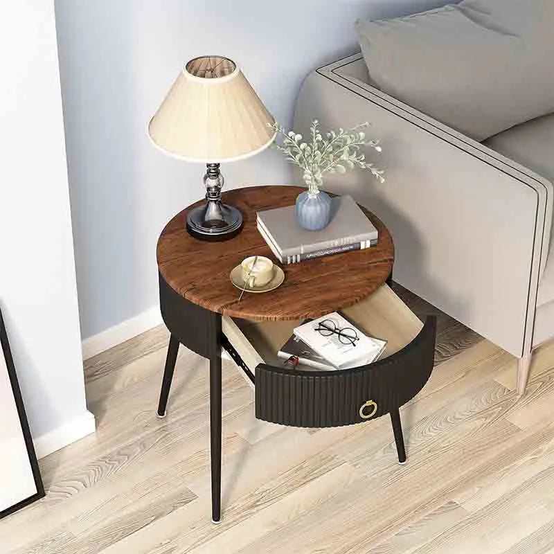 Yoobure Side Tables Set of 2, Round Nightstand with Drawer