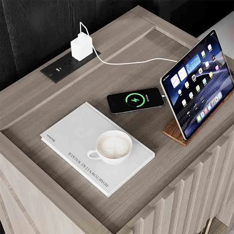 Yoobure Night Stand with Charging Station and 2 Drawers
