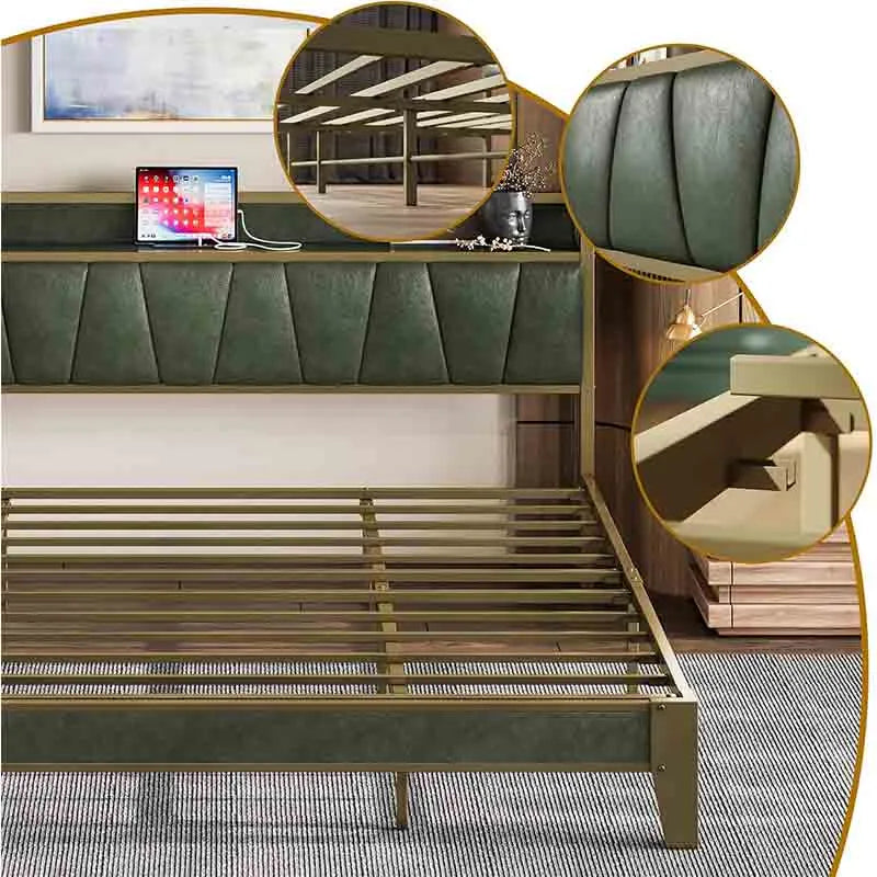 Yoobure King Bed Frame with Storage Headboard, Noise Free