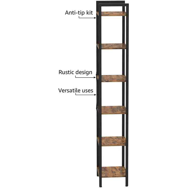 Yoobure 6-Tier Tall Bookshelf with Steel Frame
