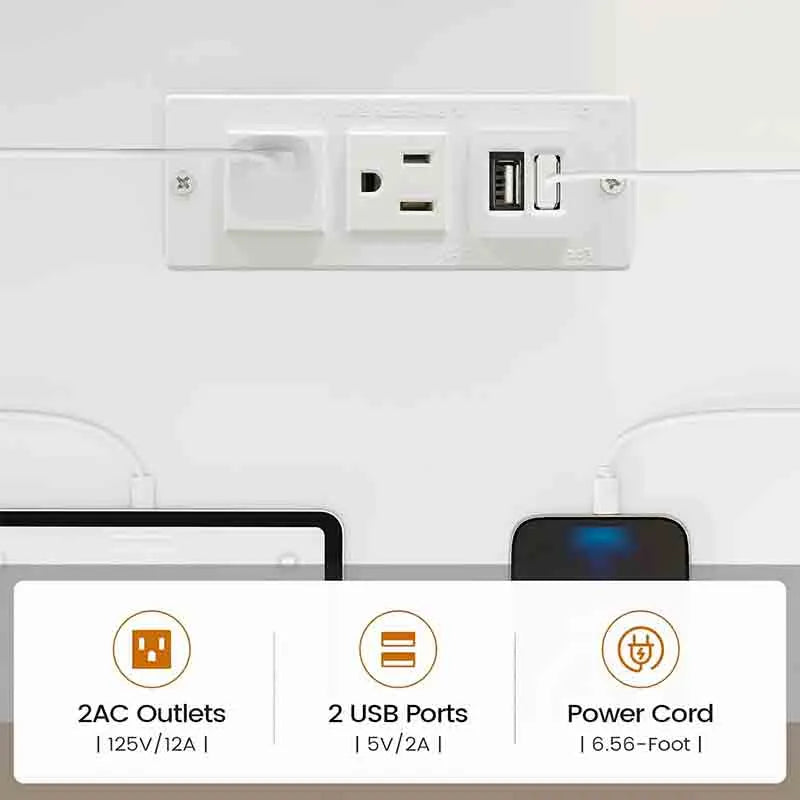 Yoobure 47.2” Gaming Desk with LED Lights, White