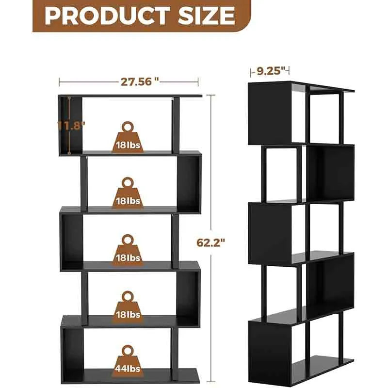 Yoobure 5-Tier Geometric Bookcase