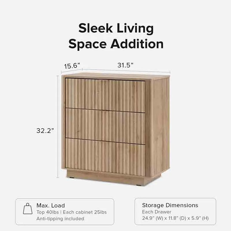Yoobure 3 Drawer Dresser Wood Tall Nightstand