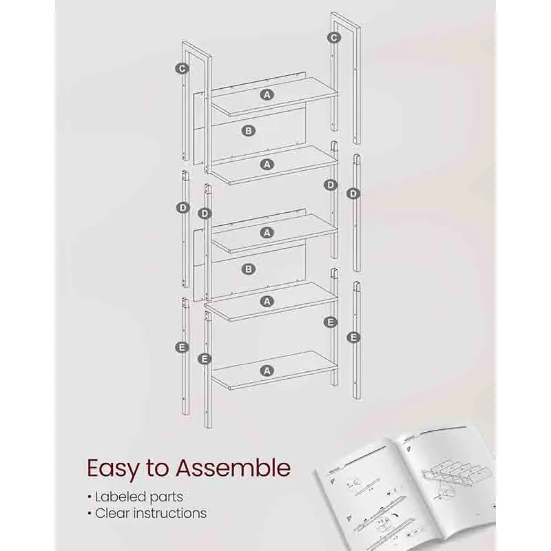 Yoobure 5-Tier Industrial Bookcase with Steel Frame