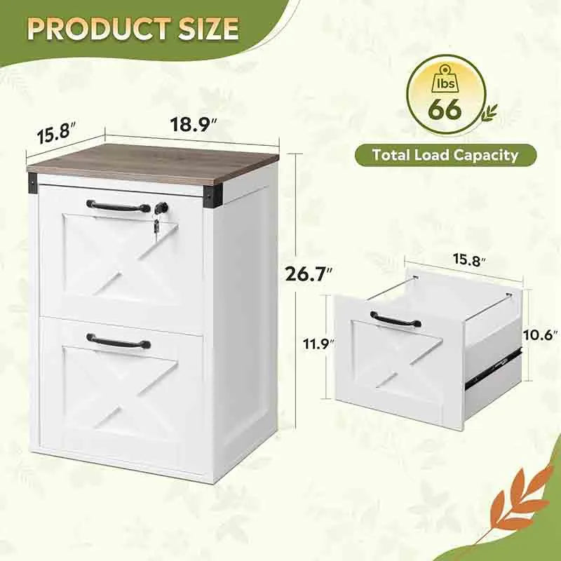 Yoobure 2 Drawer File Cabinet Wood Farmhouse Filing Cabinet