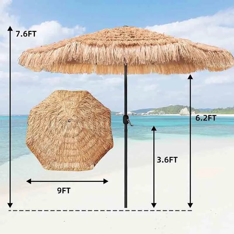 Yoobure Thatched Umbrella Hawaiian Style Beach Umbrella