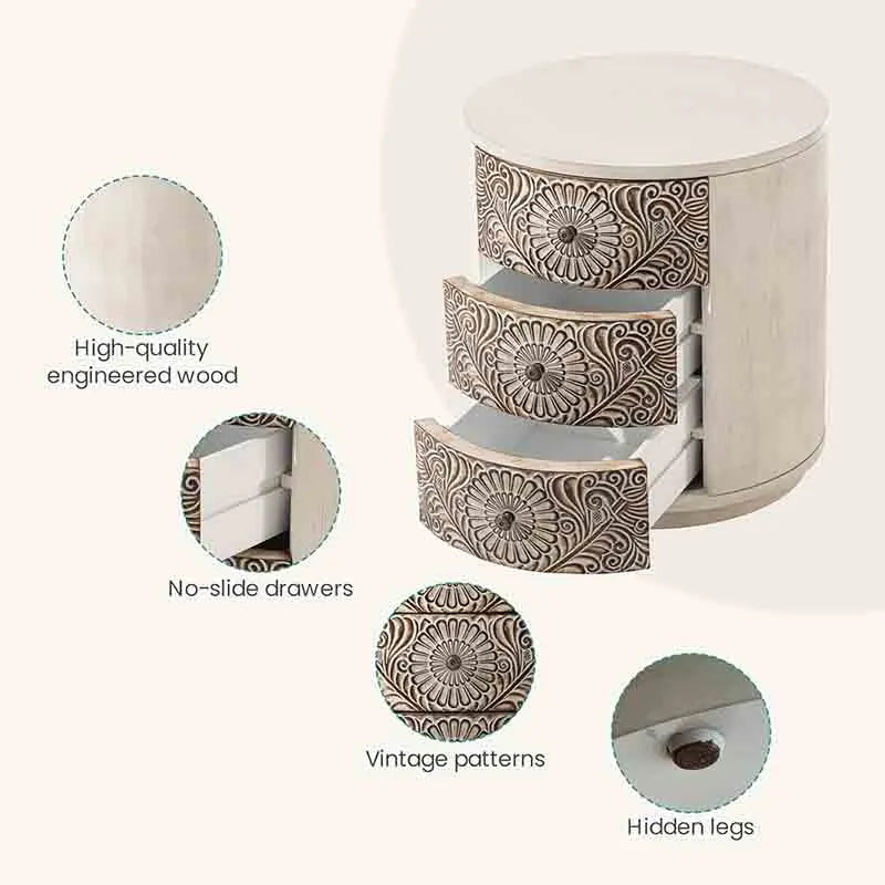 Yoobure End Table Living Room Small Side Table w 3 Drawers